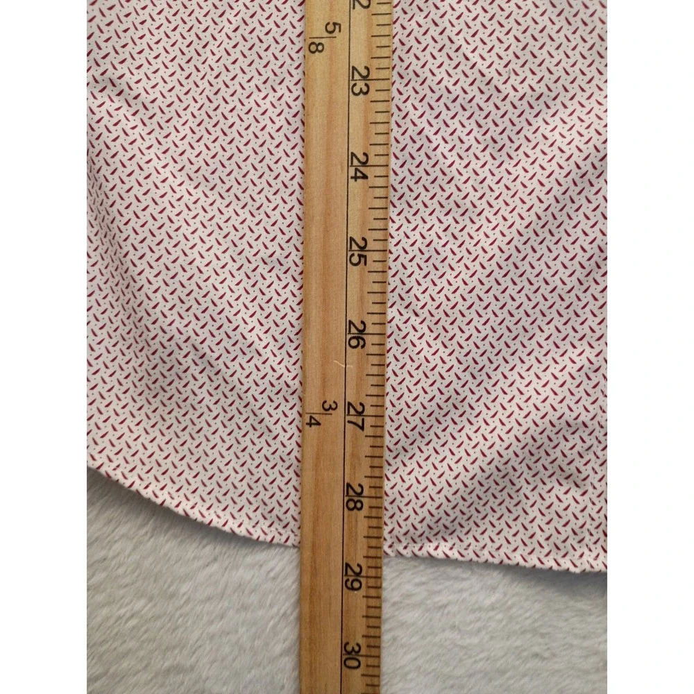 Banana Republic Men's Untucked Fit Non-Iron Shirt M Red White Geometric Dash